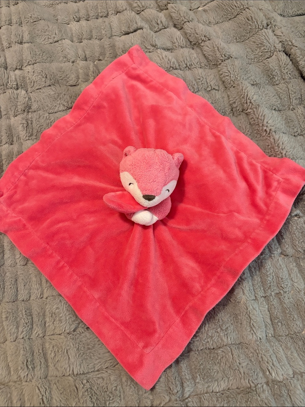 Carter's Coral Pink Fox Lovey Security Blanket